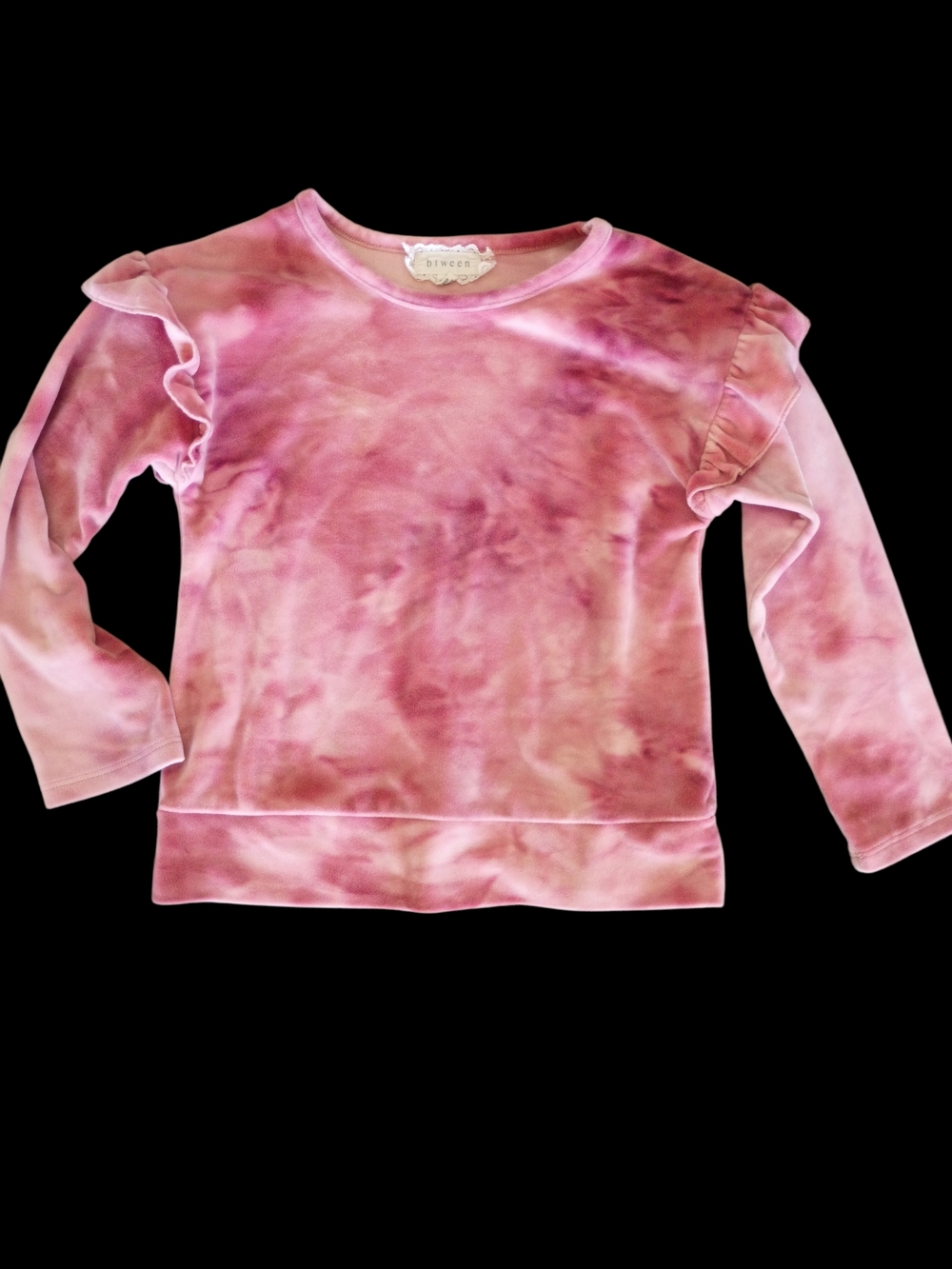 Shirt & Pant Set. Between Tie-Dye Pink Ruffle Long Sleeve Top And Pants Set.